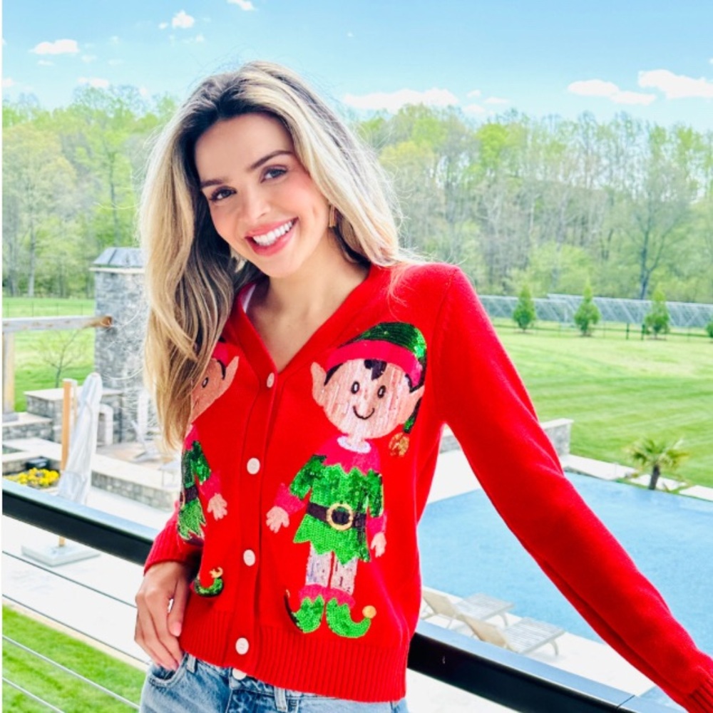 Simply Southern elf sequin Christmas cardigan - NWT